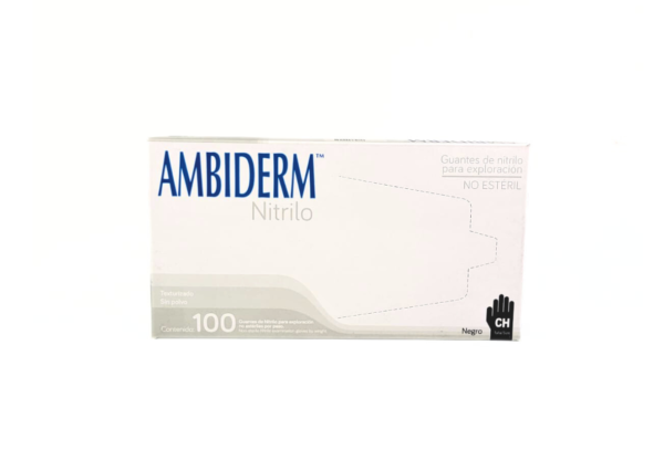 Guantes Ambiderm de Nitrilo Negro 100pz