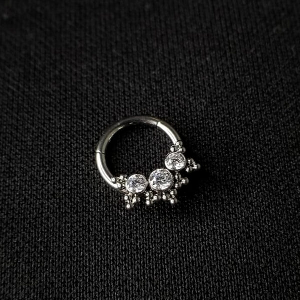 Argolla Clicker 3 Gemas Clear 16g 8mm